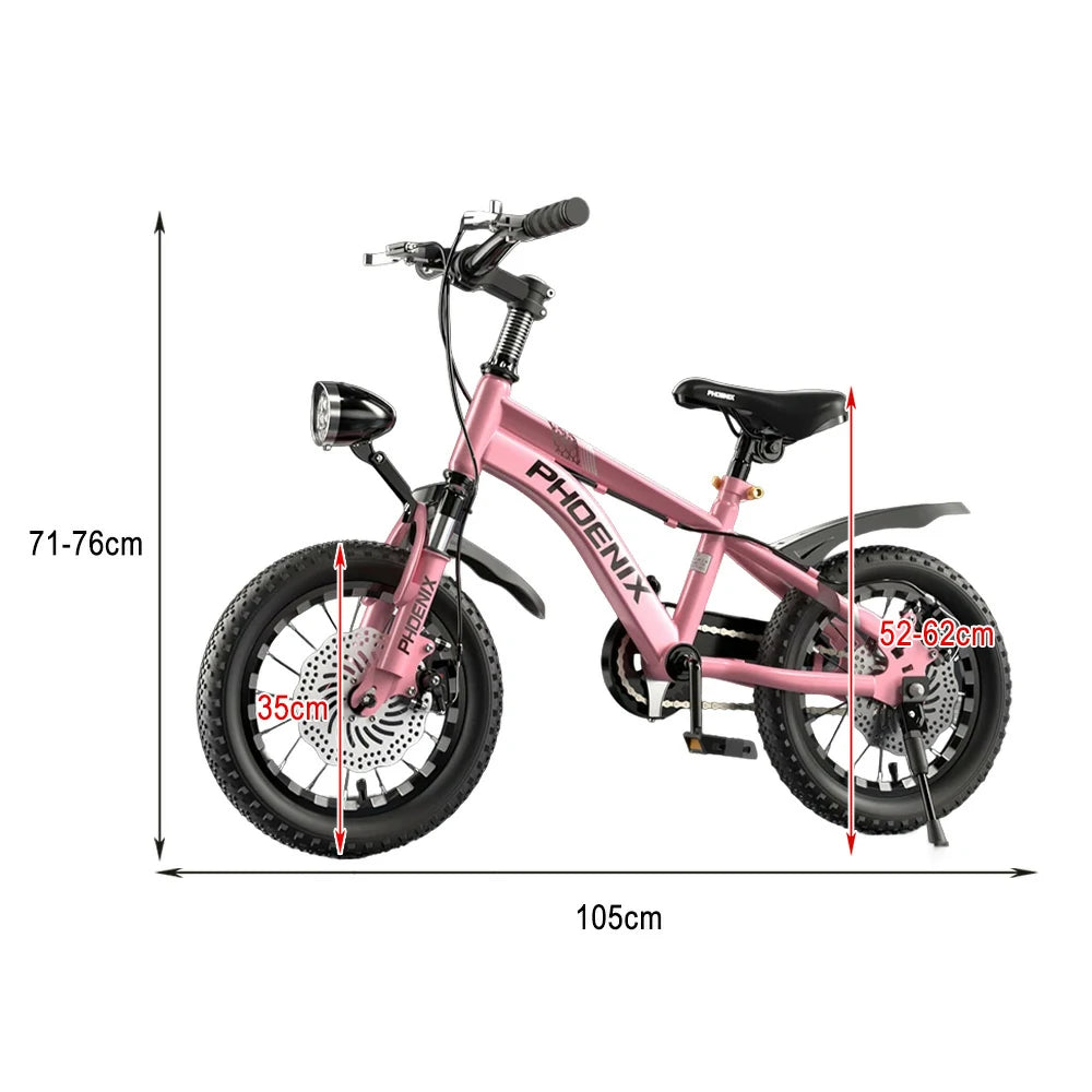 VOLTUS 14/18/22 Inch Children's Bicycle Foot Support & Training Wheels CNC Double-Layer Knife Ring - Pink