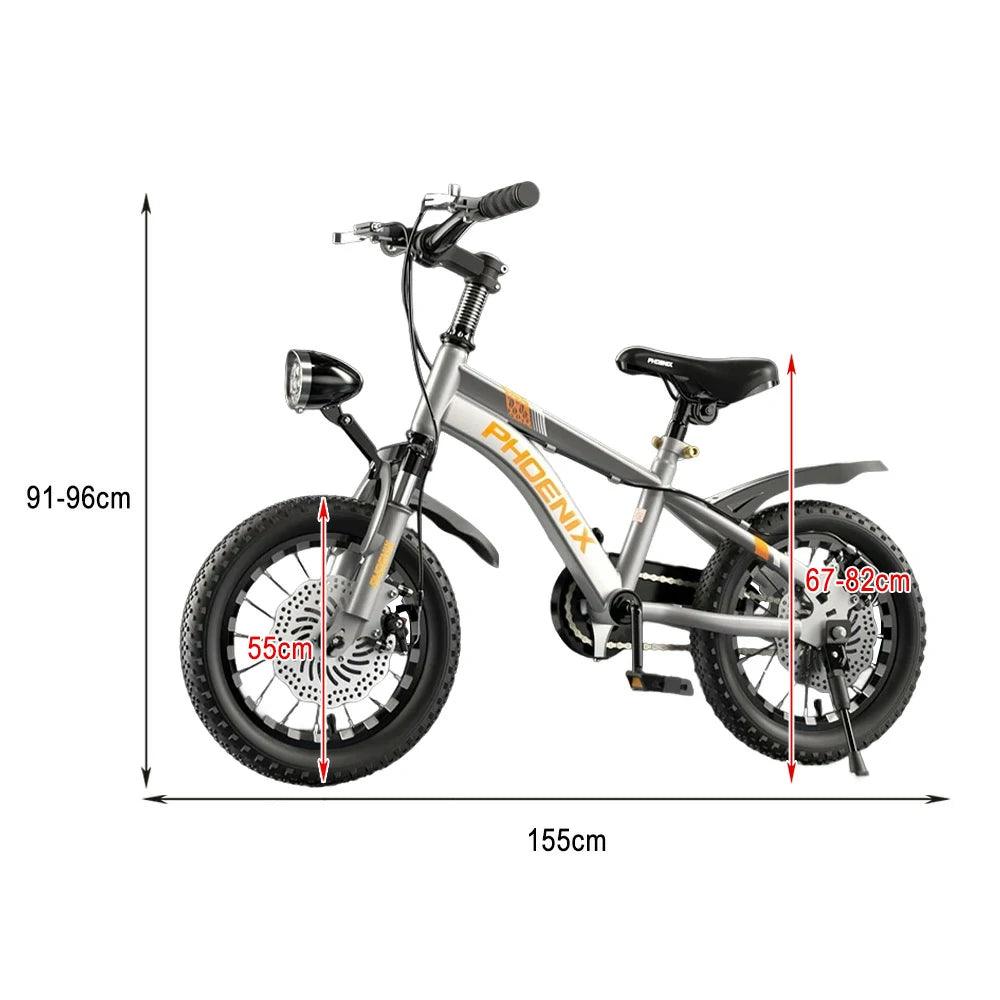 VOLTUS 14/18/22 Inch Children's Bicycle Foot Support & Training Wheels CNC Double-Layer Knife Ring - Silvery