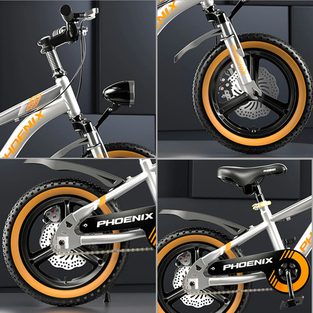 VOLTUS 14/18/22 Inch Children's Bicycle Foot Support & Training Wheels Upgraded Magnesium Alloy Integrated Wheel - Silvery