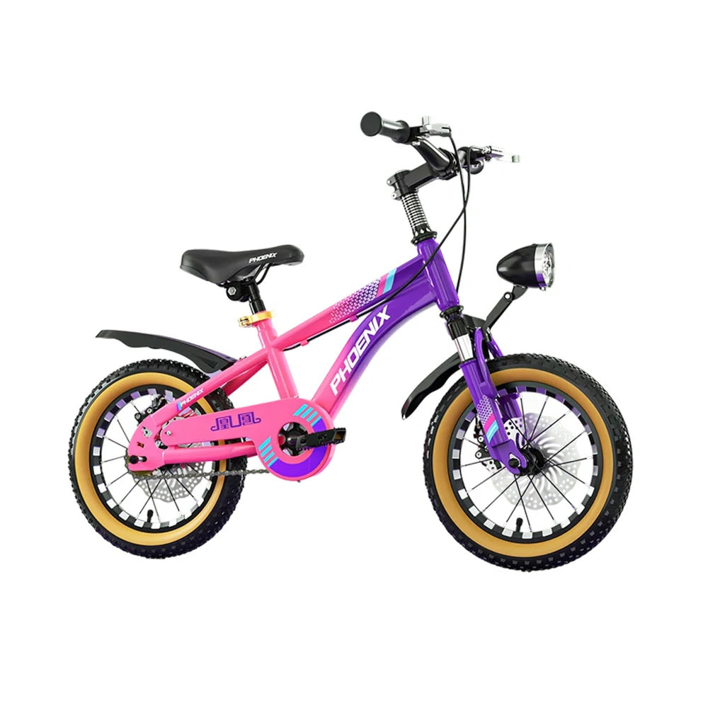 VOLTUS 14/18/22 Inch Children's Bicycle Foot Support & Training Wheels Magnesium Alloy Integrated Wheel CNC Double-Layer Knife Ring - Pink&Purple