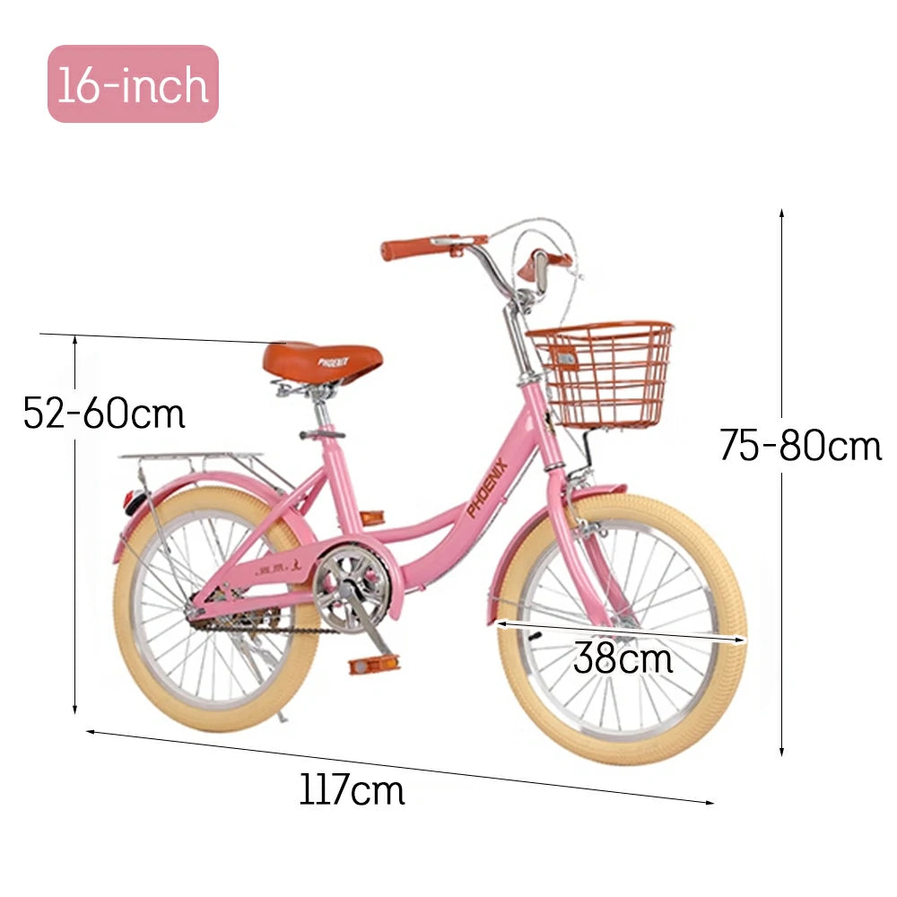 VOLTUS 16/20/22 Kids' Princess Bike - Standard & Training Wheel Options, Comfortable Seat, Safety Design - Pink