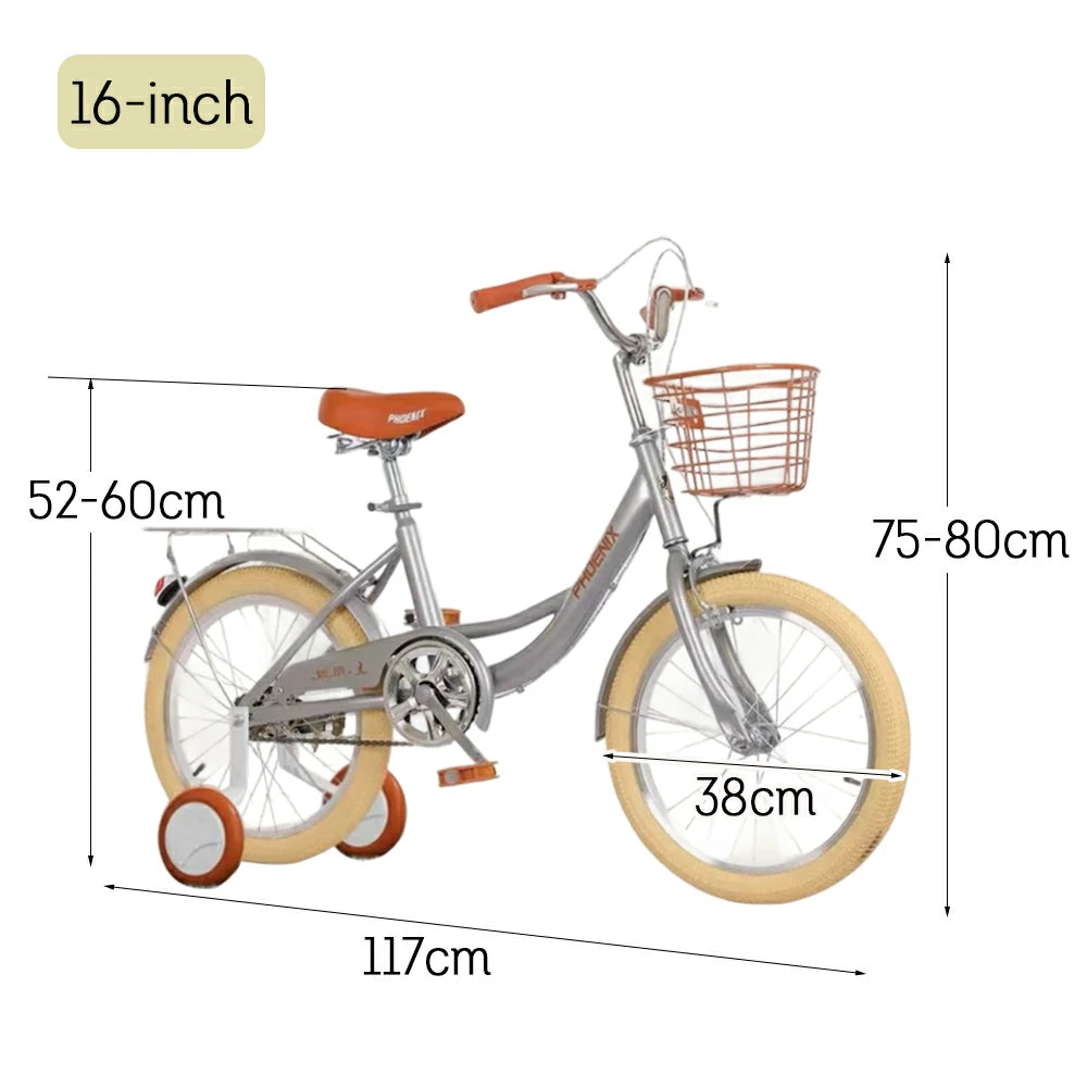 VOLTUS 16/20/22 Kids' Princess Bike - Standard & Training Wheel Options, Comfortable Seat, Safety Design - Silver