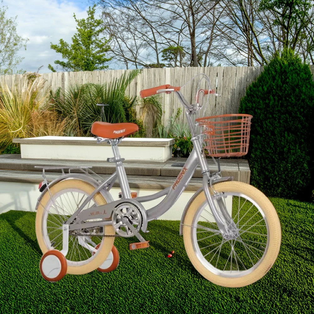 VOLTUS 16/20/22 Kids' Princess Bike - Standard & Training Wheel Options, Comfortable Seat, Safety Design - Silver