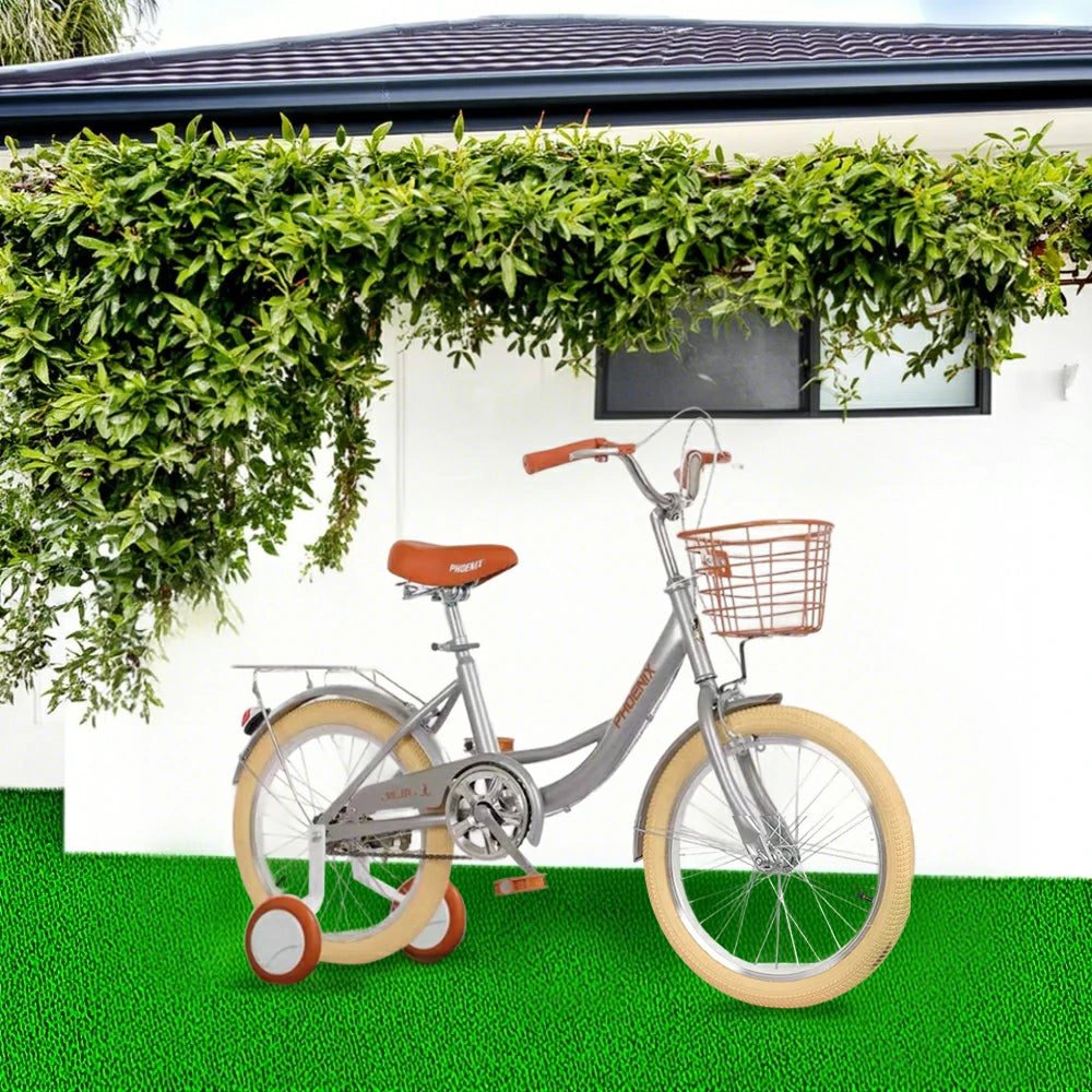 VOLTUS 16/20/22 Kids' Princess Bike - Standard & Training Wheel Options, Comfortable Seat, Safety Design - Silver