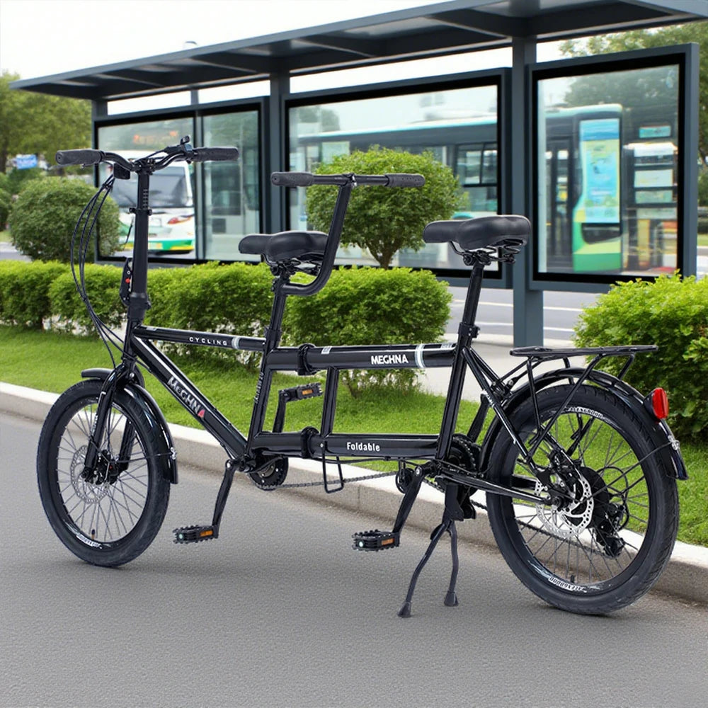 VOLTUS 2-Person Folding Bicycle 20 Inch Variable Speed - Black/Orange/White