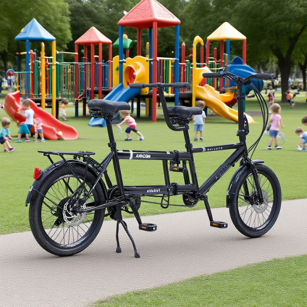 VOLTUS 2-Person Folding Bicycle 20 Inch Variable Speed - Black/Orange/White