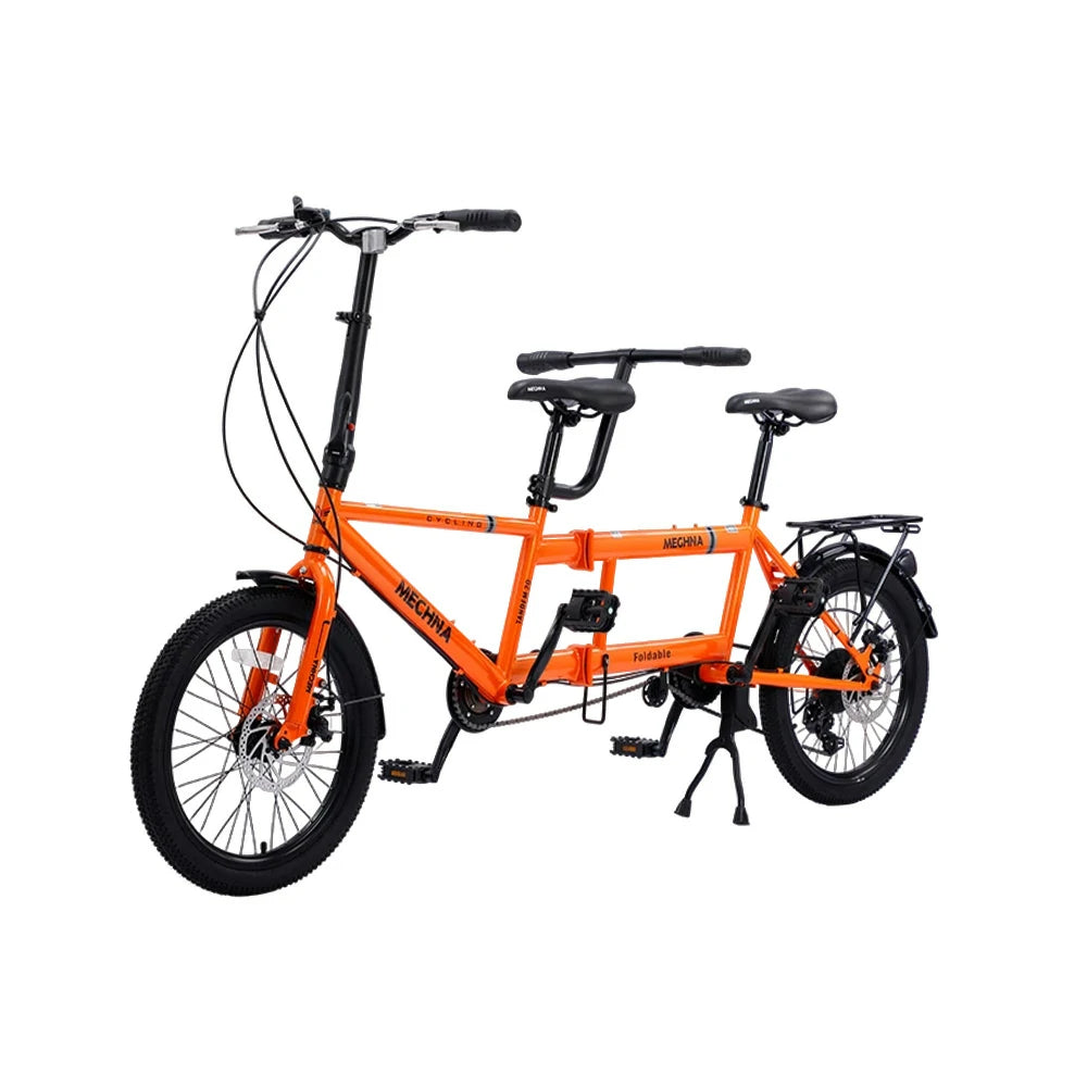 VOLTUS 2-Person Folding Bicycle 20 Inch Variable Speed - Black/Orange/White