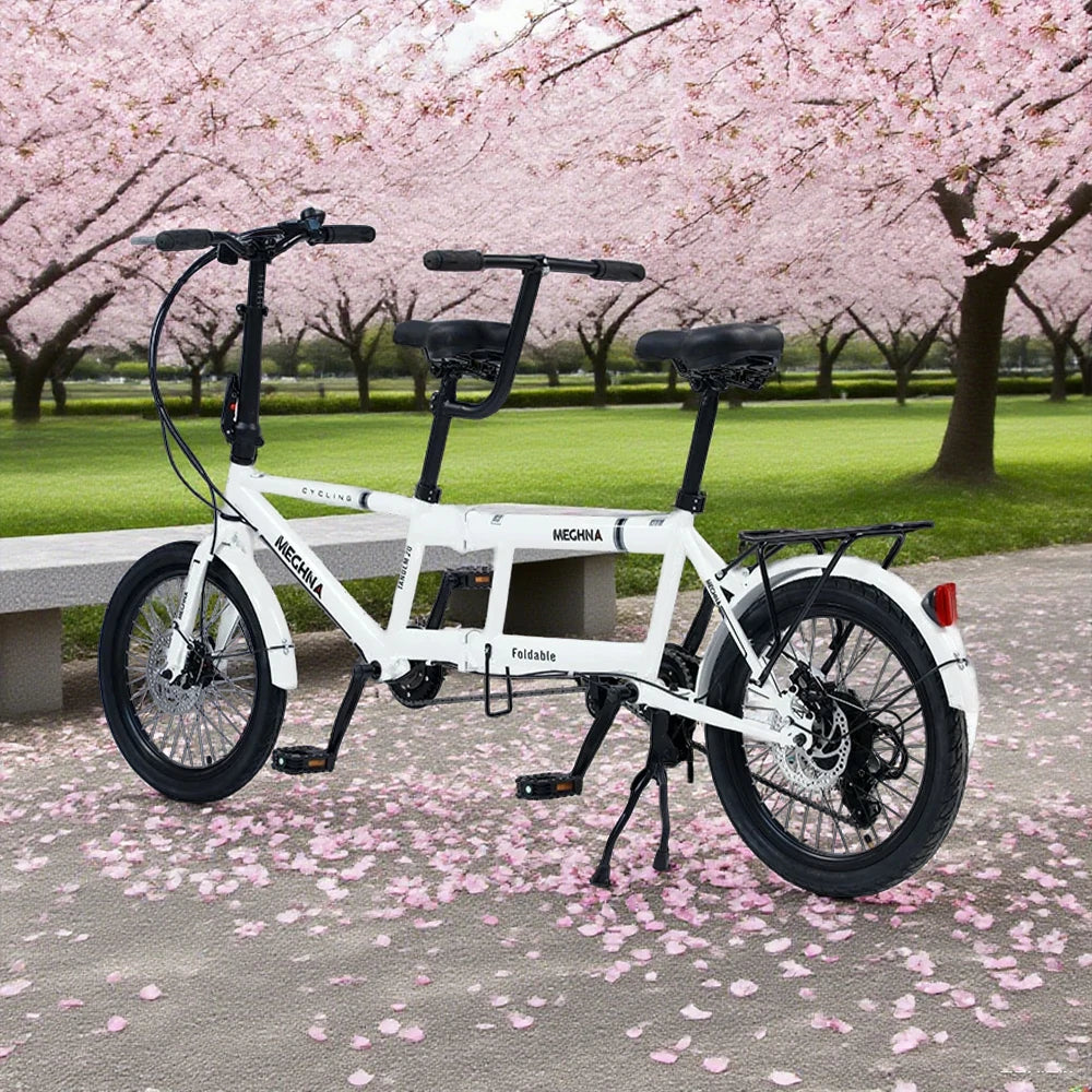 VOLTUS 2-Person Folding Bicycle 20 Inch Variable Speed - Black/Orange/White