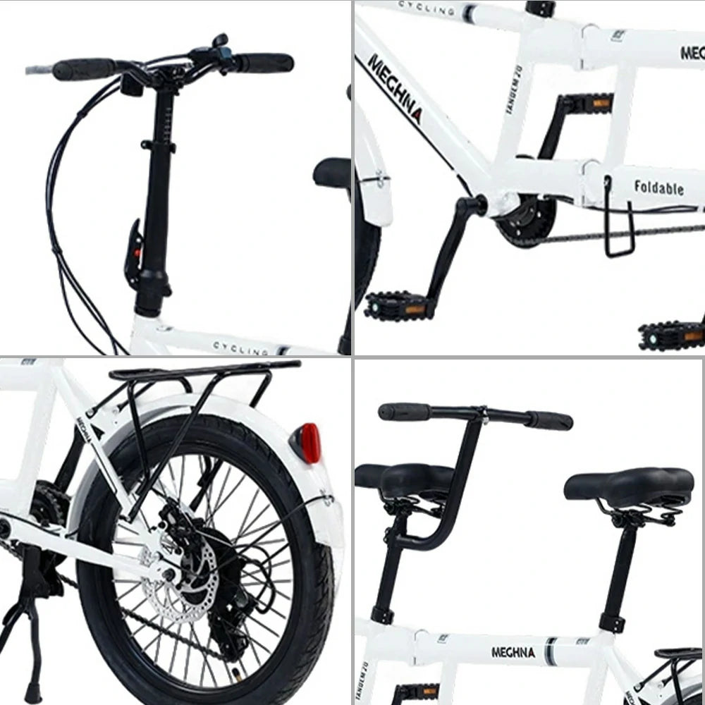 VOLTUS 2-Person Folding Bicycle 20 Inch Variable Speed - Black/Orange/White