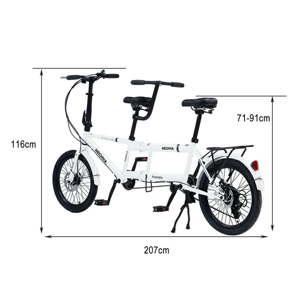 VOLTUS 2-Person Folding Bicycle 20 Inch Variable Speed - Black/Orange/White