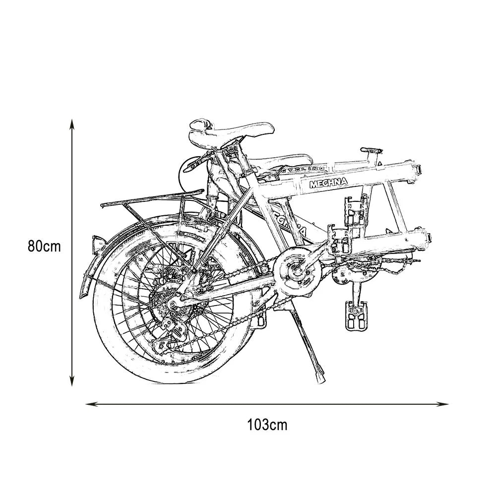VOLTUS 2-Person Folding Bicycle 20 Inch Variable Speed - Black/Orange/White
