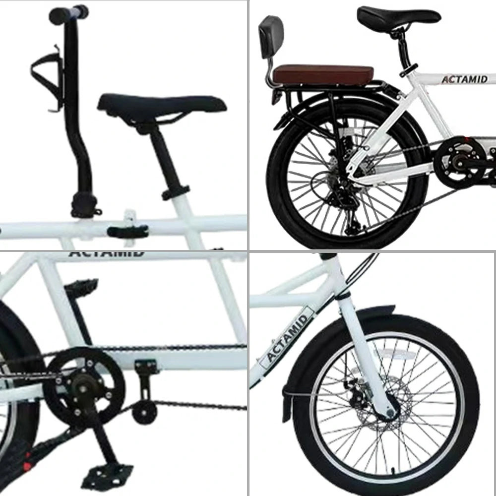 VOLTUS 20 Inch Double Folding Bicycle - 3 Fold with Upgraded Shock-Absorbing Seat & Rear Tailstock-White