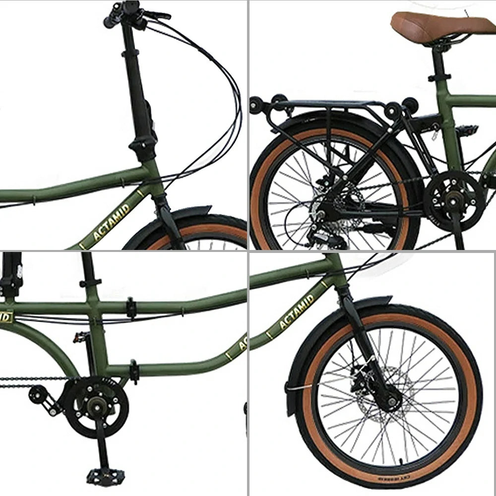 VOLTUS 20 Inch Double Bike 4-Fold Design with Upgraded Shock Absorber Seat-Green