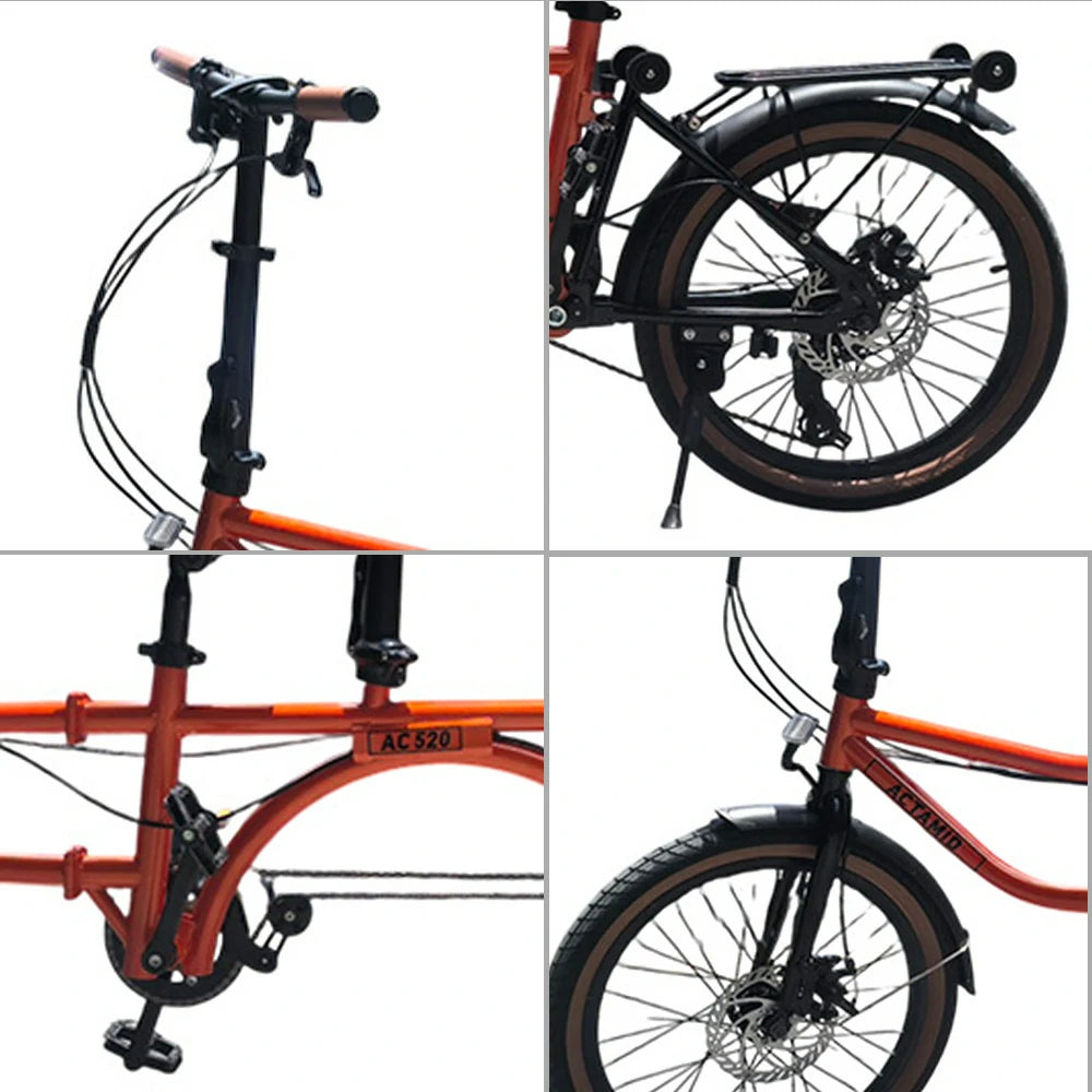 VOLTUS 20 Inch Double Bike 4-Fold Design with Upgraded Shock Absorber Seat-Orange