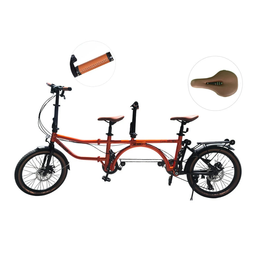 VOLTUS 20 Inch Double Bike 4-Fold Design with Upgraded Shock Absorber Seat-Orange