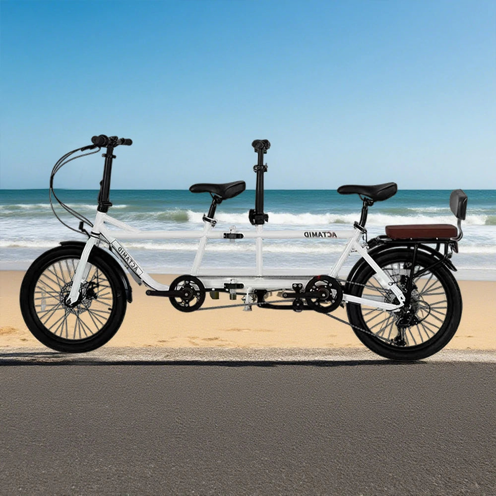 VOLTUS 20 Inch Double Folding Bicycle - 3 Fold with Upgraded Shock-Absorbing Seat & Rear Tailstock-White