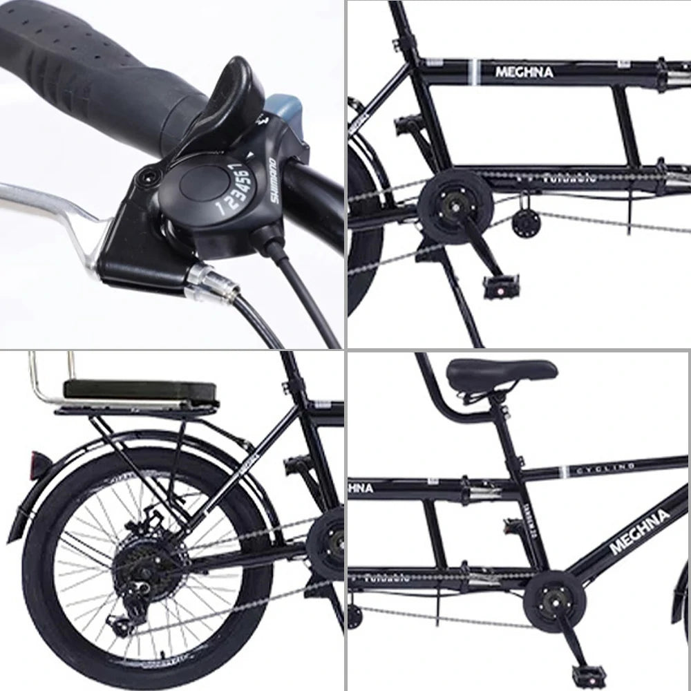 VOLTUS 2-Person Folding Bicycle 24" Single Speed - Black/Orange/White