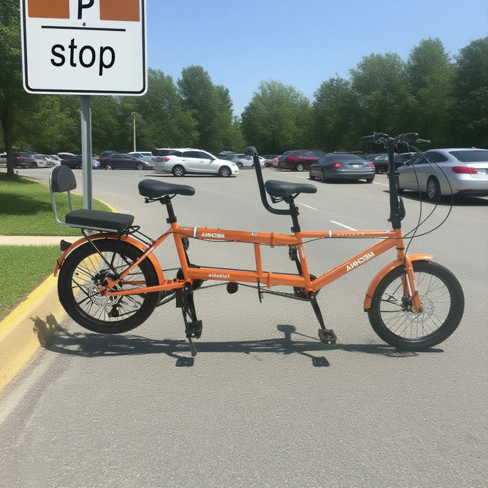 VOLTUS 2-Person Folding Bicycle 24" Single Speed - Black/Orange/White