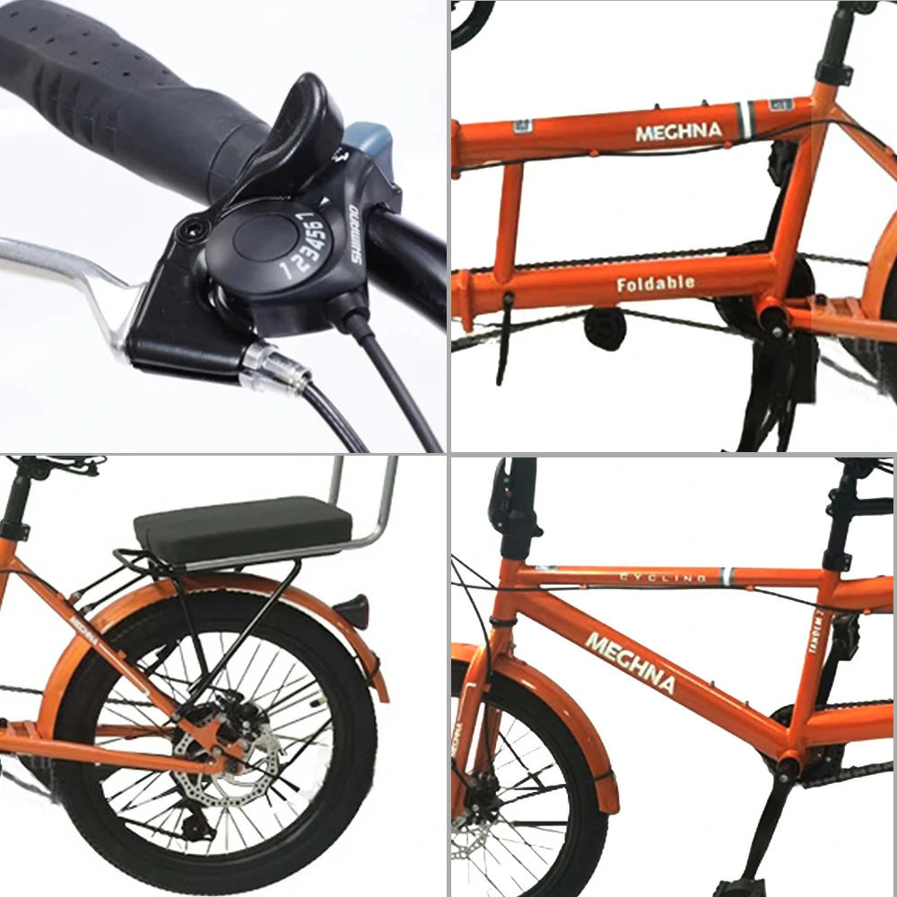 VOLTUS 2-Person Folding Bicycle 24" Single Speed - Black/Orange/White