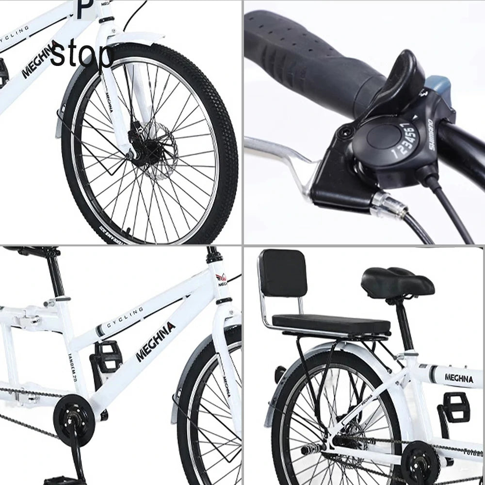 VOLTUS 2-Person Folding Bicycle 24" Single Speed - Black/Orange/White