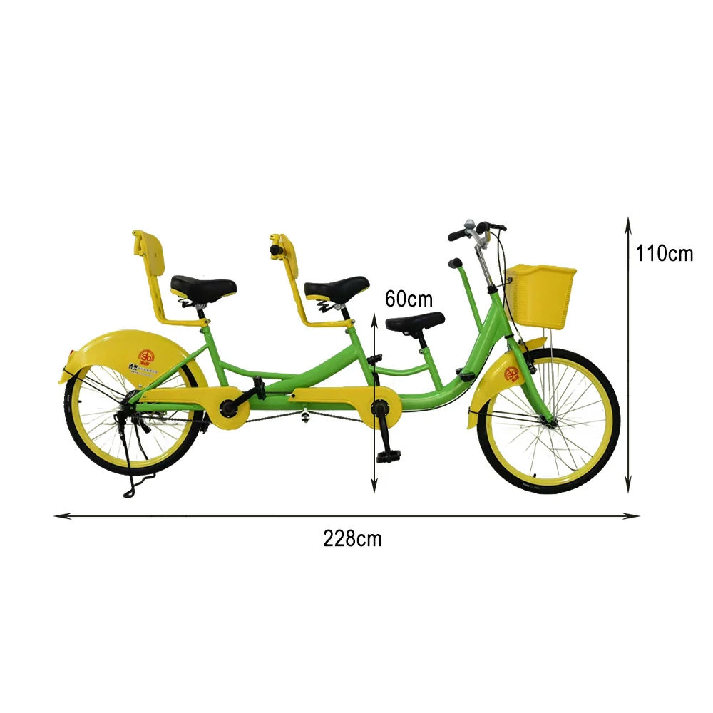 VOLTUS 3-Seater/4-Seater Three Person Bicycle Sightseeing Bike-Blue/Red/Green