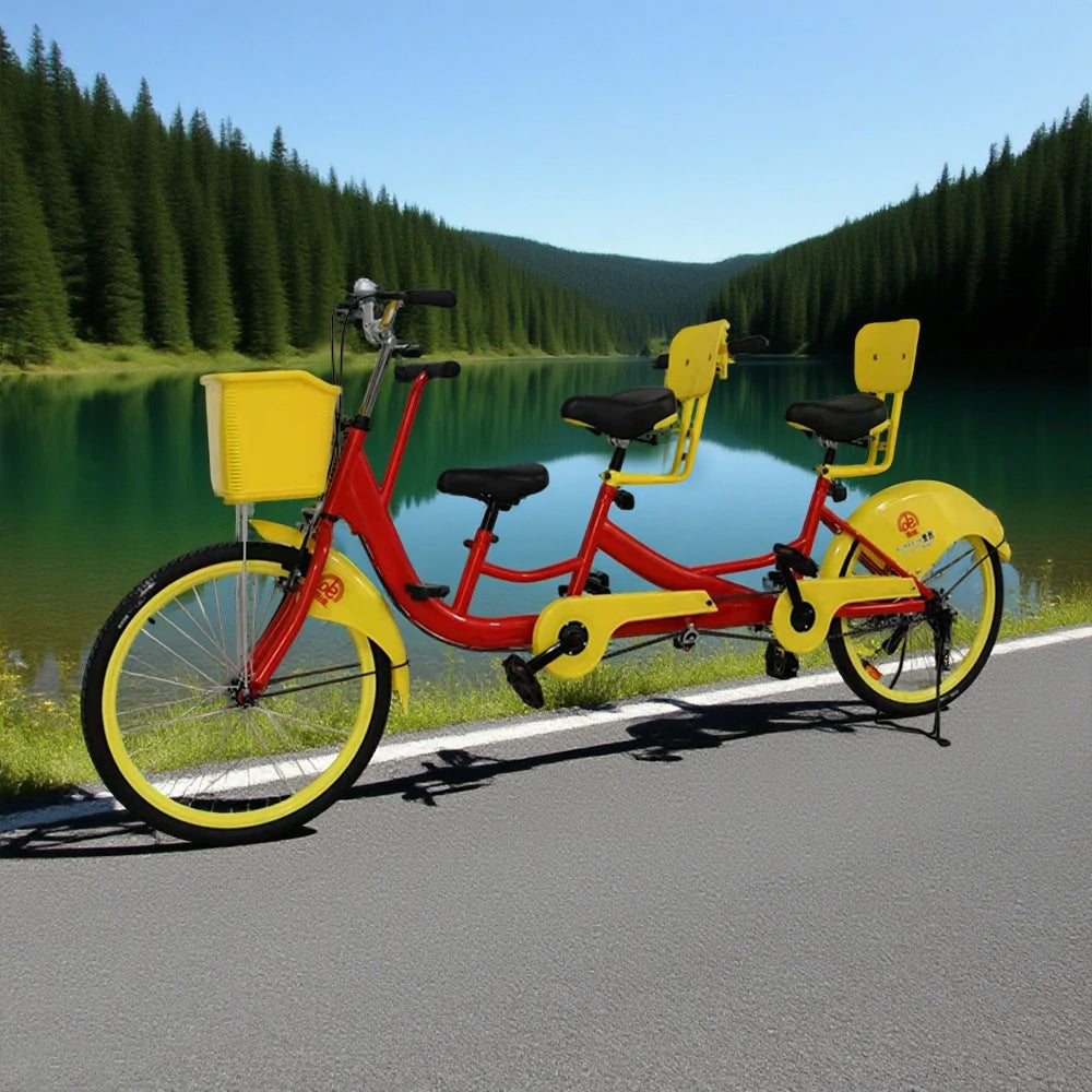 VOLTUS 3-Seater/4-Seater Three Person Bicycle Sightseeing Bike-Blue/Red/Green