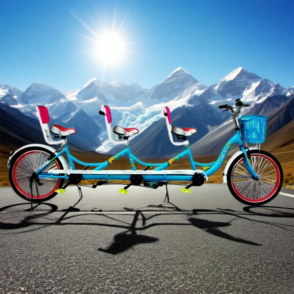 VOLTUS Three Seater Sightseeing Bicycle Comfortable Seat Red/Green/Blue