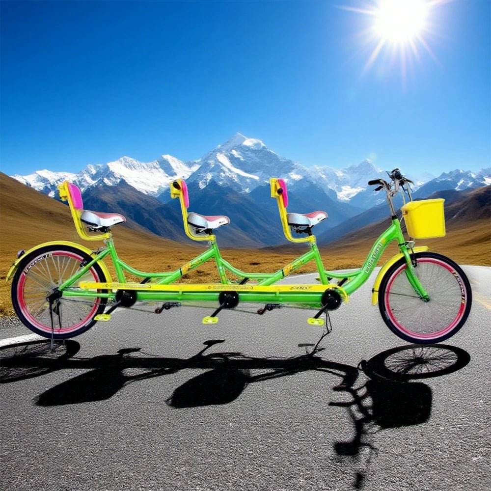 VOLTUS Three Seater Sightseeing Bicycle Comfortable Seat Red/Green/Blue