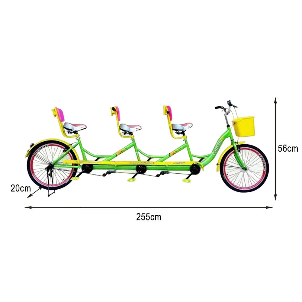 VOLTUS Three Seater Sightseeing Bicycle Comfortable Seat Red/Green/Blue