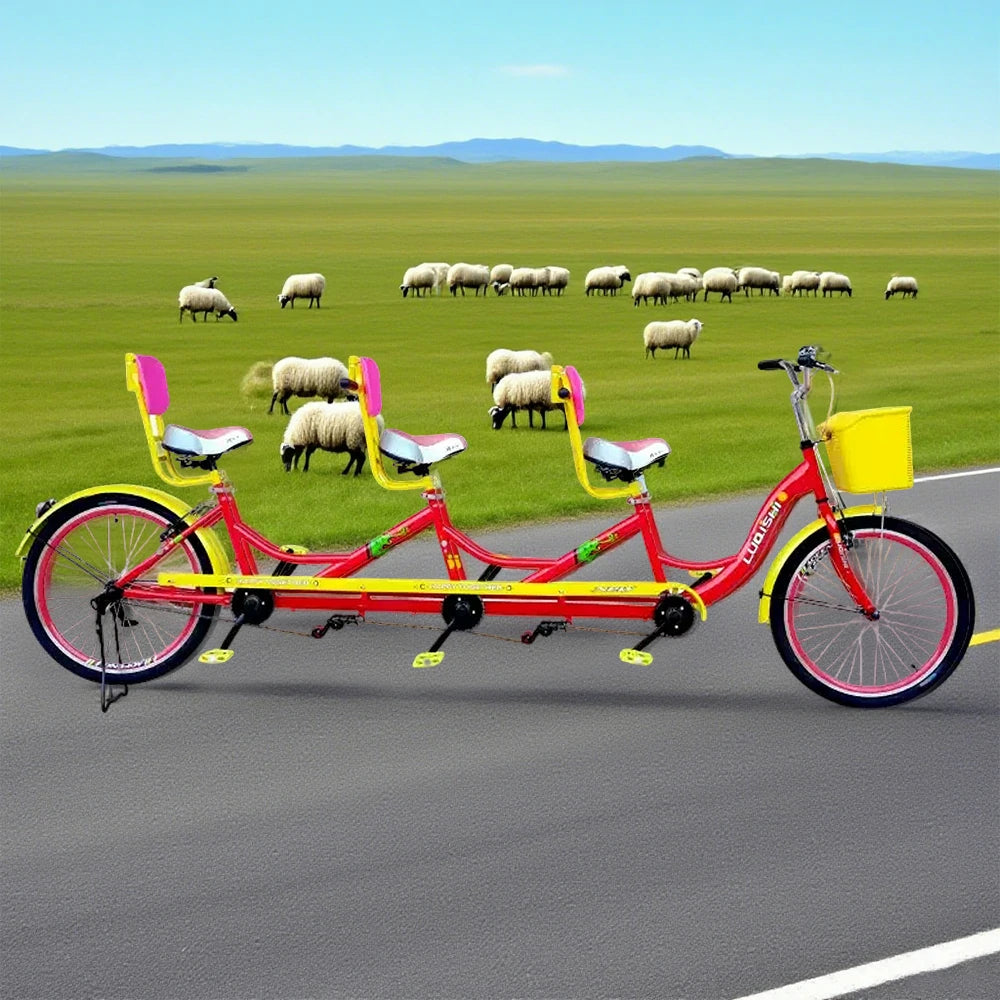 VOLTUS Three Seater Sightseeing Bicycle Comfortable Seat Red/Green/Blue