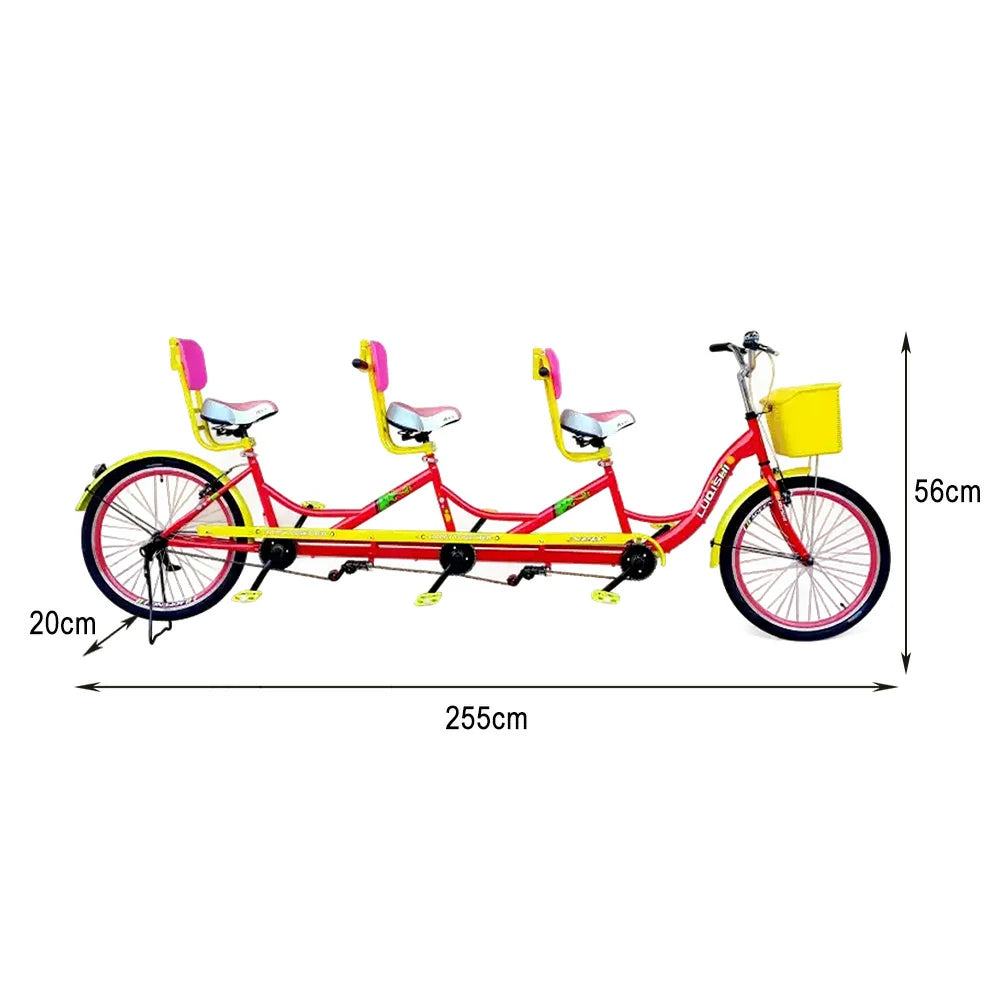 VOLTUS Three Seater Sightseeing Bicycle Comfortable Seat Red/Green/Blue