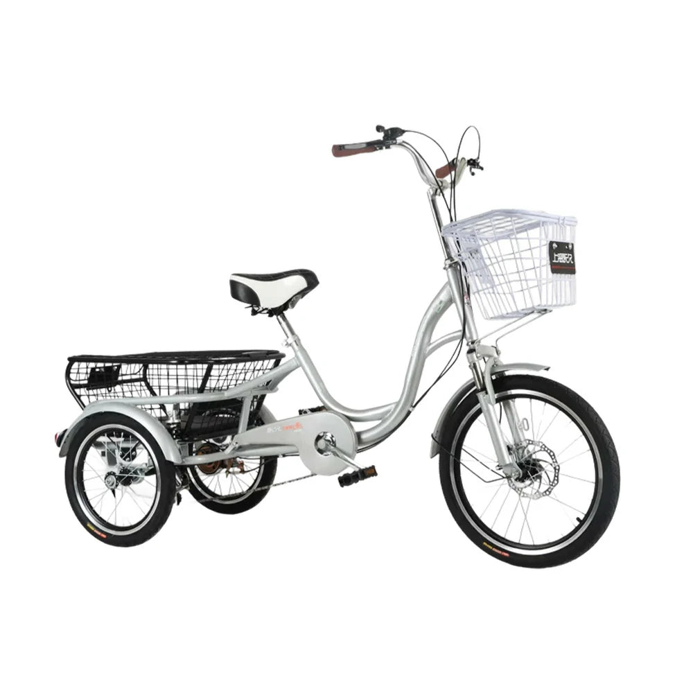 VOLTUS Adult Three Wheel Bicycle Single Speed Upgraded Seat Comfort Tire Reinforcement-Red/Blue/Silvery