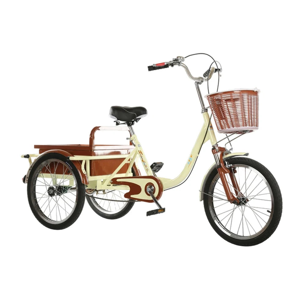 VOLTUS Adult Tricycle Shock-Absorbing Front Fork Comfortable Red/Silver/Beige