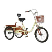 VOLTUS Adult Tricycle Shock Absorbing Front Fork Backrest Seat Comfortable Red/Silver/Beige