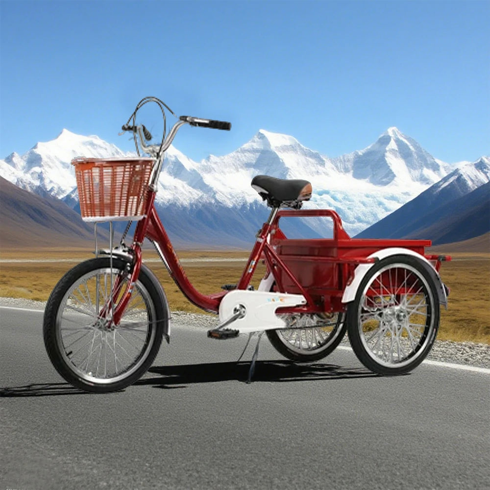 VOLTUS Adult Three Wheel Bicycle Regular Front Fork Comfortable Red/Silver