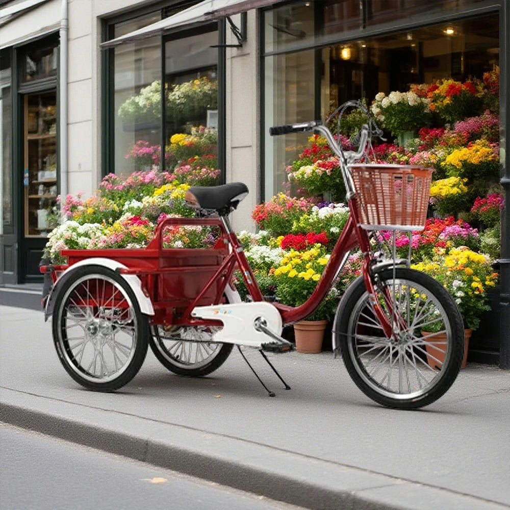 VOLTUS Adult Three Wheel Bicycle Regular Front Fork Comfortable Red/Silver