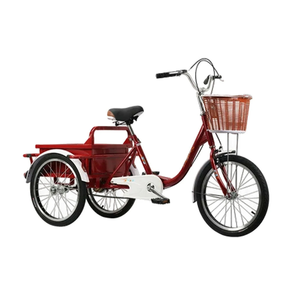 VOLTUS Adult Three Wheel Bicycle Regular Front Fork Comfortable Red/Silver