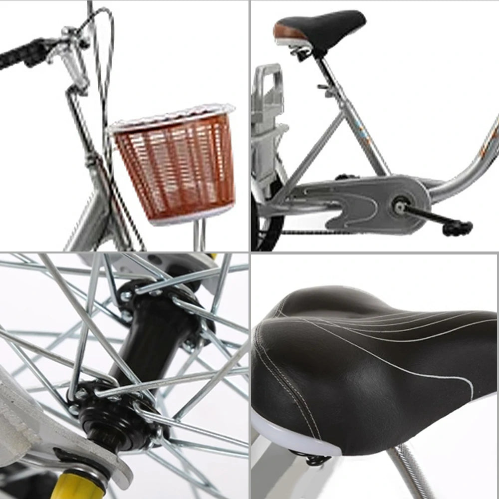 VOLTUS Adult Three Wheel Bicycle Regular Front Fork Comfortable Red/Silver