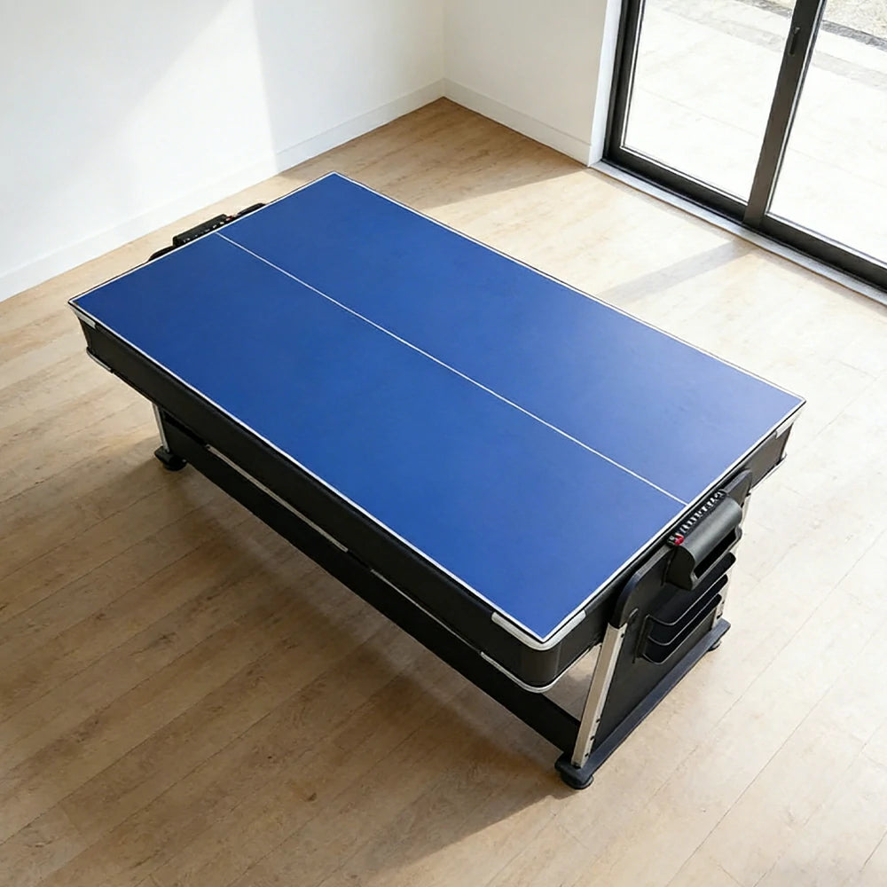 VERSA 4-IN-1 6FT Convertible Game Table - Air Hockey, Pool, Table Tennis & Dining, Space-Saving Black Frame, Free Accessories - Black Felt