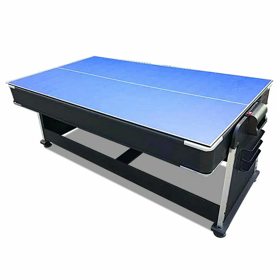 VERSA 4-IN-1 6FT Convertible Game Table - Air Hockey, Pool, Table Tennis & Dining, Space-Saving Black Frame, Free Accessories - Black Felt