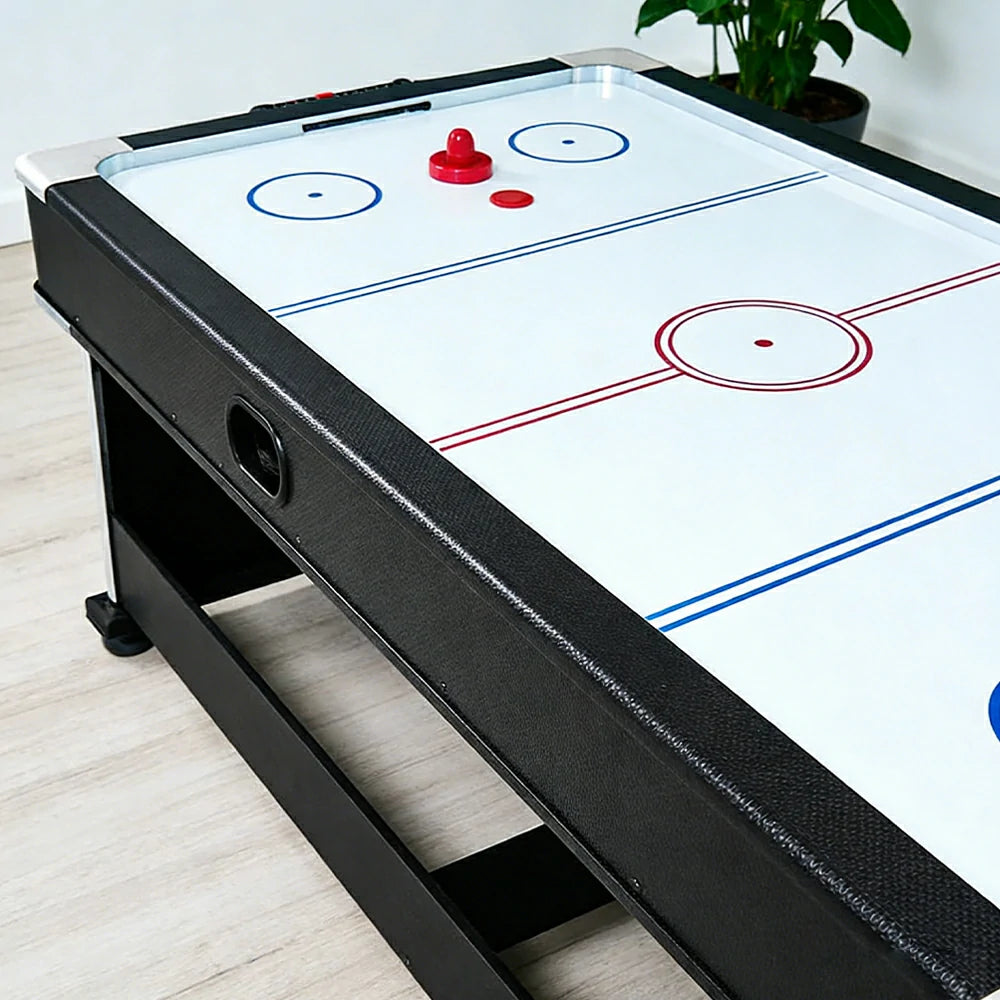 VERSA 4-IN-1 6FT Convertible Game Table - Air Hockey, Pool, Table Tennis & Dining, Space-Saving Black Frame, Free Accessories - Black Felt