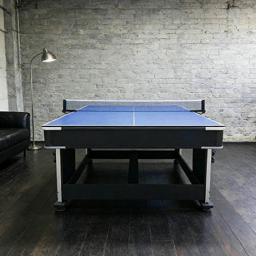 VERSA 4-IN-1 6FT Convertible Game Table - Air Hockey, Pool, Table Tennis & Dining, Space-Saving Black Frame, Free Accessories - Blue Felt