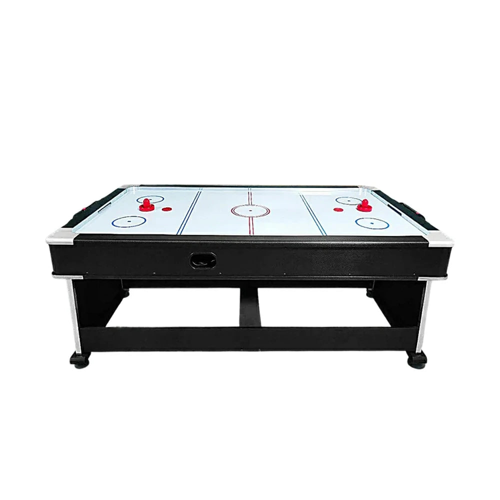 VERSA 4-IN-1 6FT Convertible Game Table - Air Hockey, Pool, Table Tennis & Dining, Space-Saving Black Frame, Free Accessories - Blue Felt
