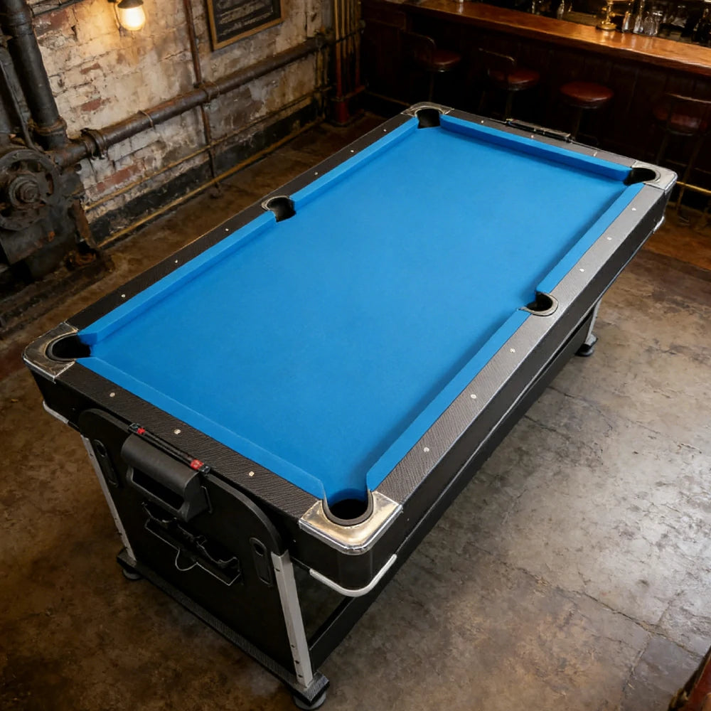 VERSA 4-IN-1 8FT Convertible Table Air Hockey, Pool Billiards, Dining, and Table Tennis for Billiard Game Rooms with Free Accessories - Blue Felt