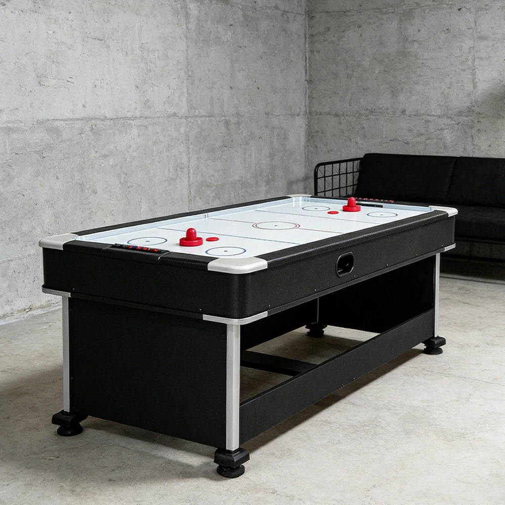 VERSA 4-IN-1 6FT Convertible Game Table - Air Hockey, Pool, Table Tennis & Dining, Space-Saving Black Frame, Free Accessories - Green Felt