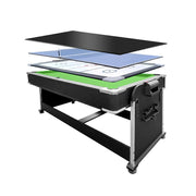 VERSA 4-IN-1 6FT Convertible Game Table - Air Hockey, Pool, Table Tennis & Dining, Space-Saving Black Frame, Free Accessories - Green Felt