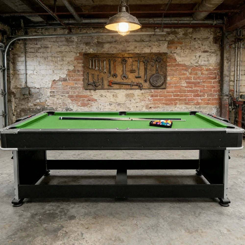 VERSA 4-IN-1 8FT Convertible Table Air Hockey, Pool Billiards, Dining, and Table Tennis for Billiard Game Rooms with Free Accessories - Green