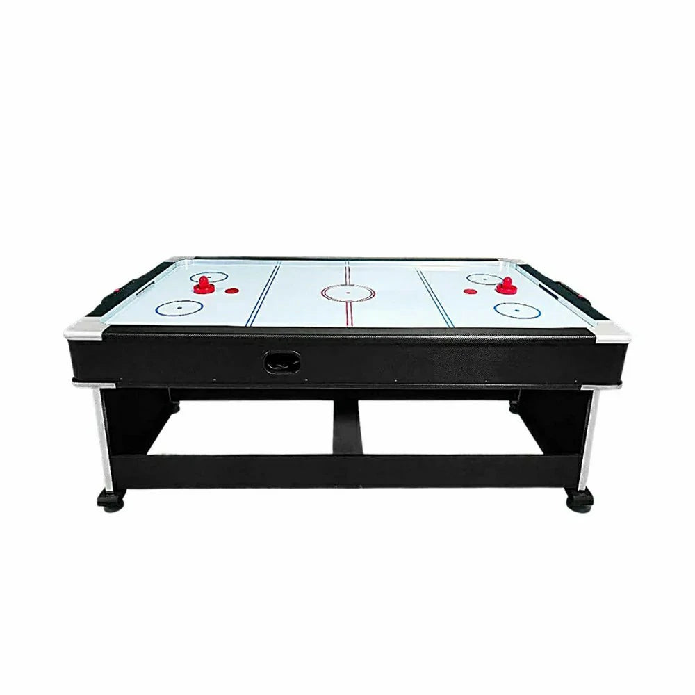 VERSA 4-IN-1 6FT Convertible Game Table - Air Hockey, Pool, Table Tennis & Dining, Space-Saving Black Frame, Free Accessories - Red Felt