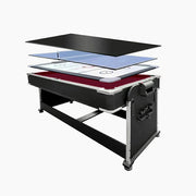 VERSA 4-IN-1 6FT Convertible Game Table - Air Hockey, Pool, Table Tennis & Dining, Space-Saving Black Frame, Free Accessories - Red Felt