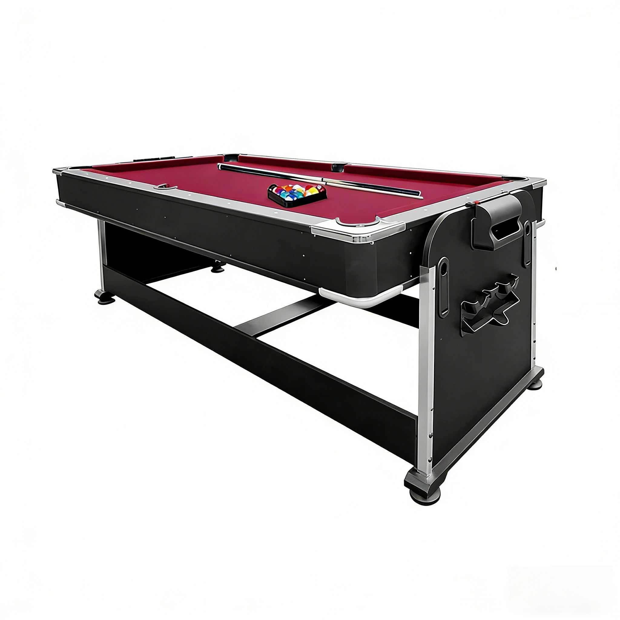VERSA 4-IN-1 8FT Convertible Table Air Hockey, Pool Billiards, Dining, and Table Tennis for Billiard Game Rooms with Free Accessories - Red Felt